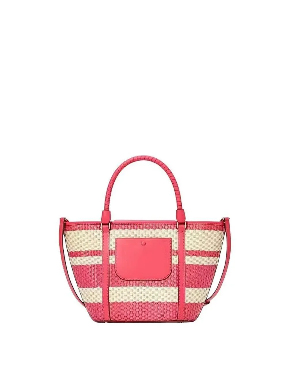 KATE SPADE MEDIUM STRAW / LEATHER CRUISE TOTE IN BIKINI PINK SPRING SUMMER PURSE